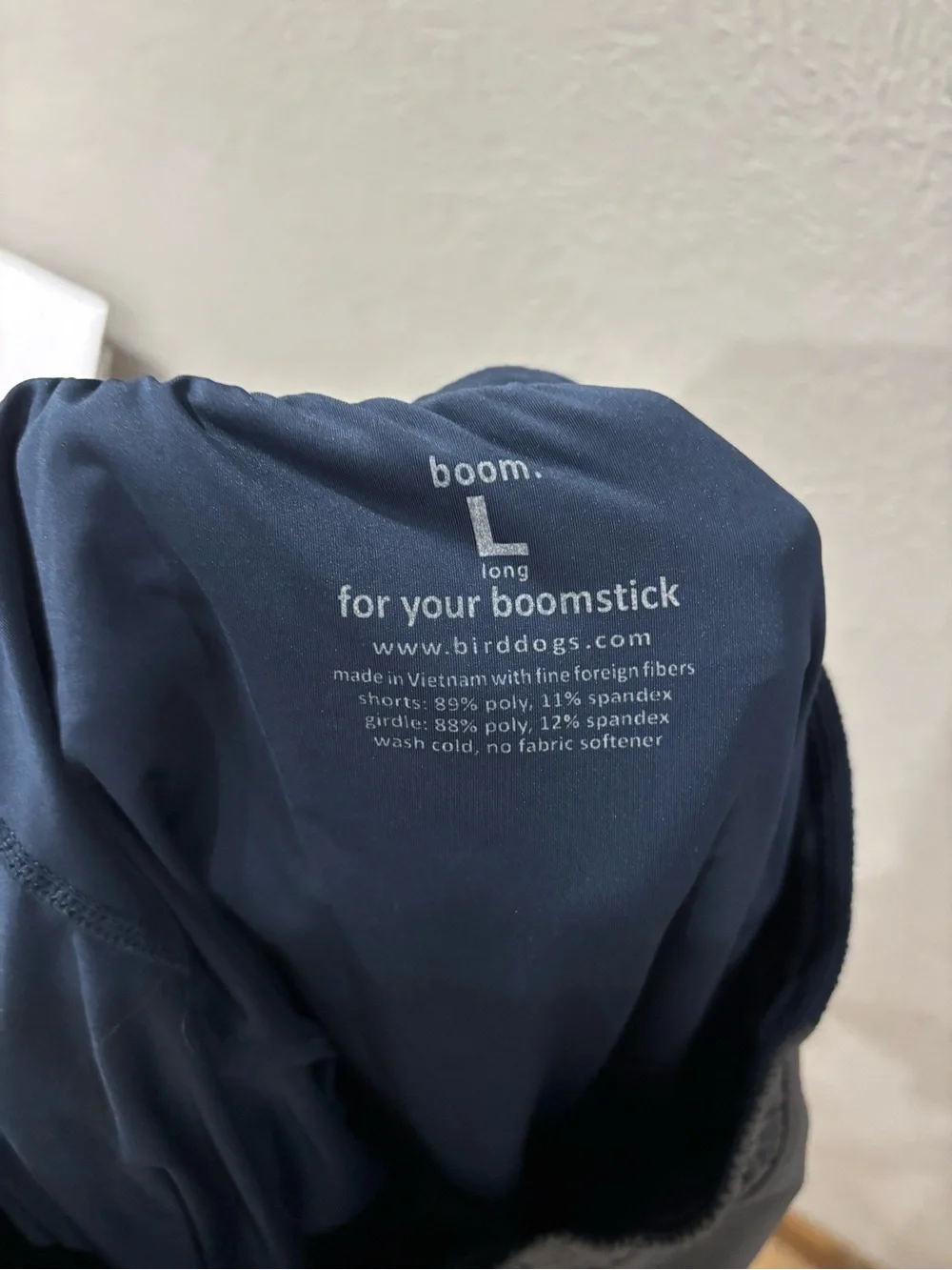 Birddogs Boom for your Bombstick athletic lined workout Navy/Grey shorts sz L